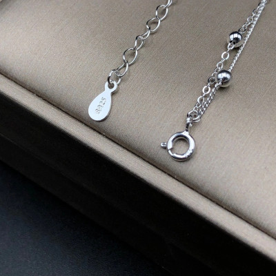 Lắc Chân Nữ Bạc 925 Dây Kép Mix Bi Tròn Bạc Hiểu Minh LC241