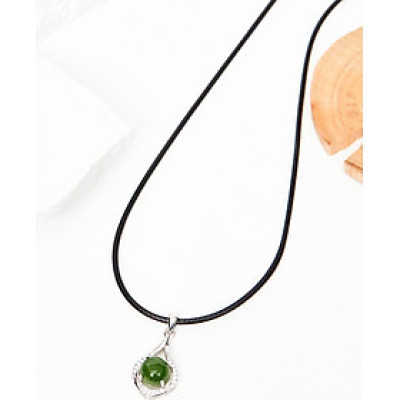 Mặt dây chuyền ngọc bích bọc bạc mệnh hỏa, mộc - Ngọc Quý Gemstones