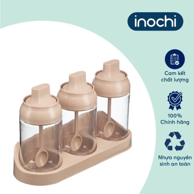 BỘ 3 LỌ GIA VỊ  Yoko Inochi -Chất lượng nhựa tritan nguyên sinh đạt chuẩn xuất Nhật , EU an toàn, cao cấp, tích hợp muỗng, tiện lợi khi sử dụng - Hàng chính hãng ( Tặng kèm khăn lau pakasa)