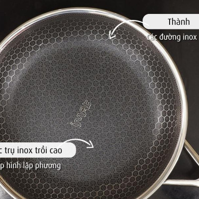[Hàng chính hãng] Chảo chiên inox iMat Hybrid Blackcube 20cm, Phủ chống dính Ceramic đen