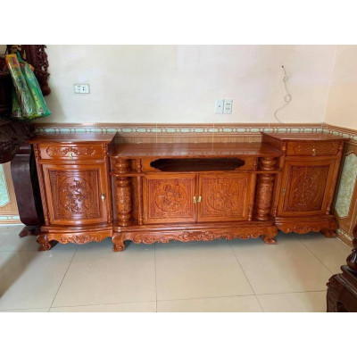 Kệ tivi Kệ tv gỗ gõ đỏ kệ cột nho 2.4m