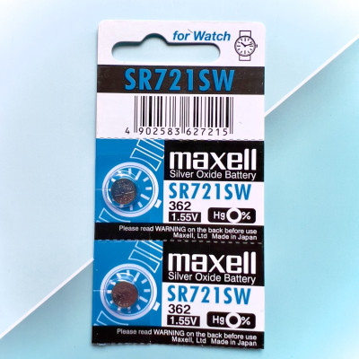 Vỉ 5 Viên Pin SR721SW / 362 / G11 Maxell Nhật Bản 1.55V Đồng Hồ Đeo Tay