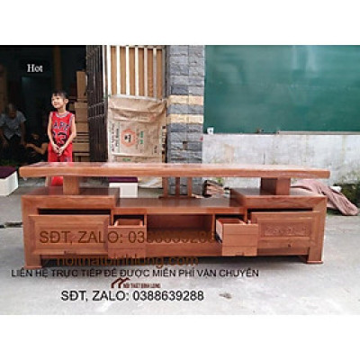 Kệ tivi kiểu Nhật gỗ sồi Nga kệ 2,4m