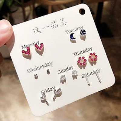 Set bông tai 7 đôi tim nhỏ cho 7 ngày xinh tươi