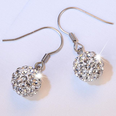 Bông tai bạc nữ trang sức bạc Ý S925 Bạc Xinh Huệ Ngân- Pha lê RYE140773