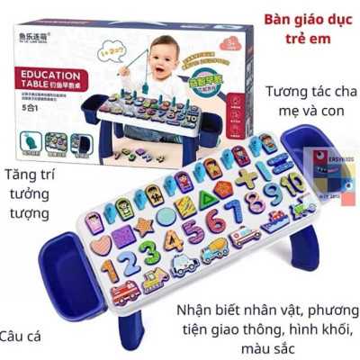 Bộ đồ chơi câu cá, ghép số, ghép chữ Thông minh có xô đựng 5in1 Cao cấp - Hàng chính hãng