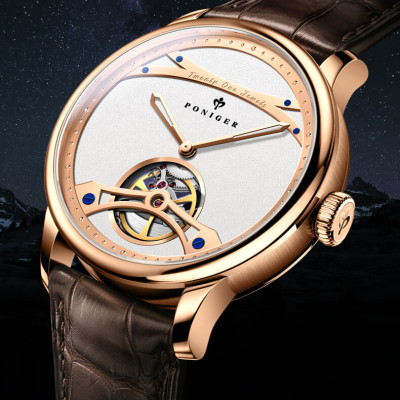 Đồng hồ nam Poniger P819-1 Chính hãng ,Kính sapphire nguyên khối ,chống xước,chống nước 50m,mặt trắng vỏ vàng hồngdây da nâu ( đen) xịn,vỏ máy thép không gỉ 316L,Đồng hồ cơ (Automatic) bảo hành 24 tháng, hàng mới 100%,thiết kế trẻ trung và sang trọng