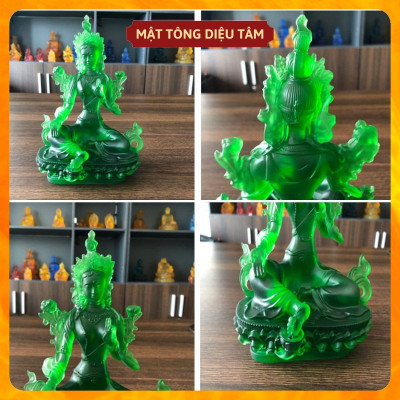 Tượng đức tara xanh lục độ phật mẫu lưu ly cao 12.8cm