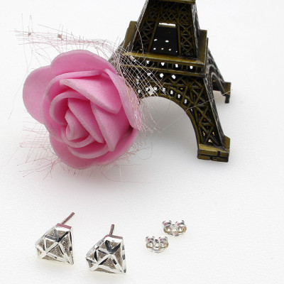 Bông Tai Hoa Tai Bạc Hiểu Minh HT310 Hình Viên Kim Cương Phay Bạc Ta