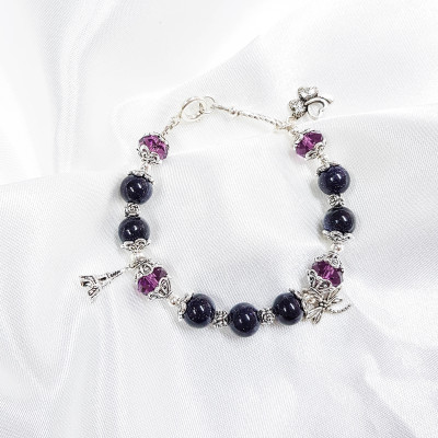 Vòng tay mệnh thủy đá kim xa mix pha lê + tòa tháp, chuồn chuồn  LAT.96