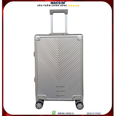 Vali hợp kim nhôm cao cấp Macsim MSLV1908 cỡ 20 inches màu đen màu bạc hàng loại 1