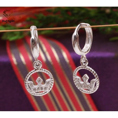 Bông tai bạc Ý 925 Huệ Ngân - Vương miện xinh RYE140813