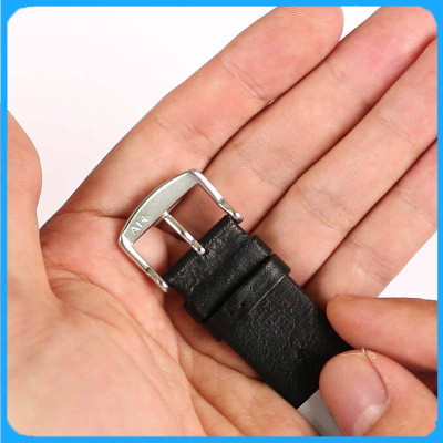 Dây Da Đồng Hồ ZRC Pháp Dòng TRENDY Da Cừu Đen Phẳng Mỏng