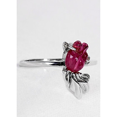 Nhẫn Bạc Cá 3 Đuôi Tourmaline Hồng Ngọc Quý Gemstones