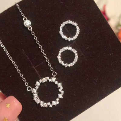 Bộ trang sức nữ 2 món mặt tròn đính đá Huyền thoại biển xanh