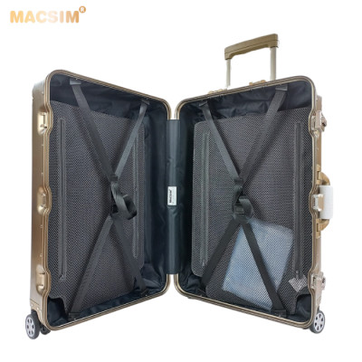 Vali tay kéo cao cấp chất liệu hợp kim nhôm nguyên khối MS1318 Macsim màu ti-gold cỡ 24inches