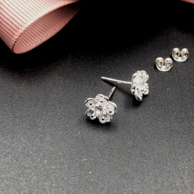 Hoa Tai, Bông Tai Nữ Hoa Anh Đào Bạc S925 Chính Hãng Bạc Hiểu Minh HT369