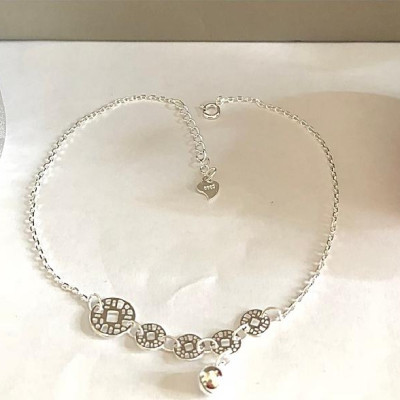 Lắc chân nữ bạc 925 bạc xinh - Chuỗi kim tiền may mắn RYBJ50089