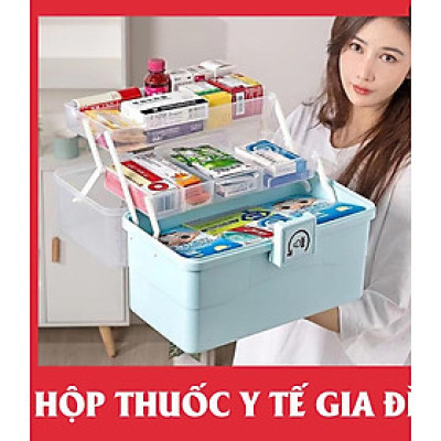 Hộp Thuốc Y Tế Gia Đình Hộp Thuốc 3 Tầng Mở 180 Độ Có Quai Xách Tiện Lợi Giao Màu Ngẫu Nhiên