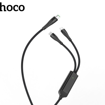 Cáp Sạc Nhanh Dành Cho Hoco. U102 100W Super Type-C To Type-C + Type-C Dài 1.5m Dây Dù Siêu Bền Hàng Chính Hãng