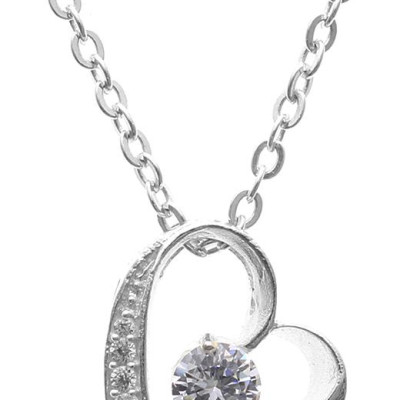 Dây Và Mặt Dây Chuyền Bạc Hiểu Minh DMD323 trái tim màu tím bạc ta