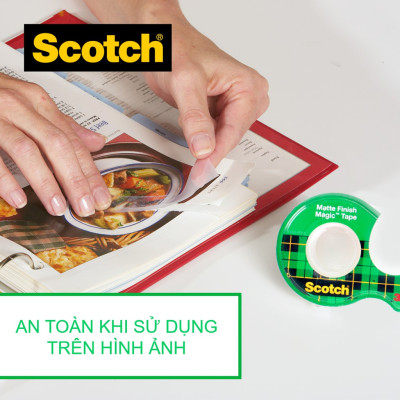 Băng dính đa năng 3M Scocth 122, size 19mm x 16,5m - kèm máy cắt | Sản xuất tại Mỹ