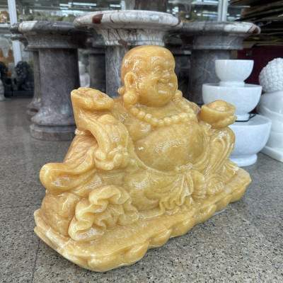 Tượng phật Di Lặc ngồi đá ngọc Hoàng Long - Dài 50 cm