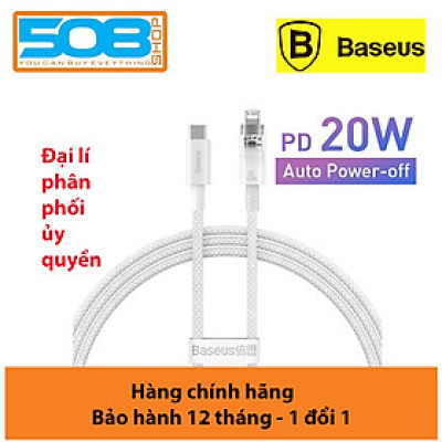 Cáp sạc nhanh Tự Ngắt PD 20W Gen2 Ba-se-us Explorer Series Fast Charging Cable Smart Power-Off Type-C to Lai-nin 20W - Hàng chính hãng