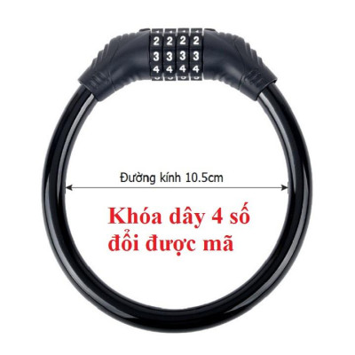 Khóa Xe Đạp 4 Mật Khẩu, Chống Trộm Di Động Vòng Cố Định Phụ Kiện Xe Đạp