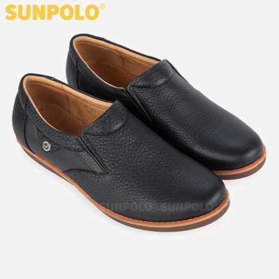 Giày Mọi Nam Da Bò SUNPOLO SUMU01 - Đen