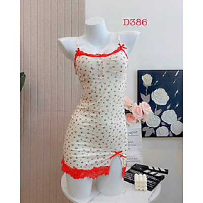 Váy Ngủ Hoa Nhí Thun Gân Mềm Mại Kèm Mút Ôm Body