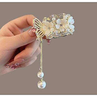 Kẹp tóc đuôi ngựa đính đá sang trọng - Kẹp tóc đuôi ngựa hoa hồng - Kẹp tóc đuôi ngựa ngọc trai 