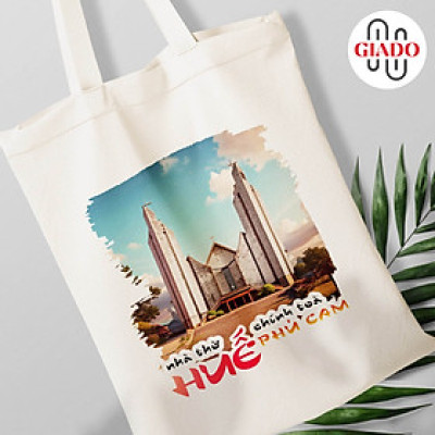 Túi canvas GIADO, túi vải bố, túi tote mẫu Huế nhà thở Phủ Cam
