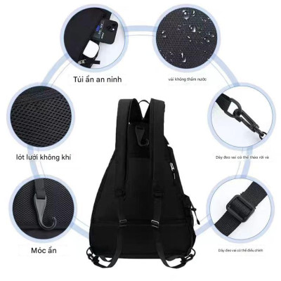 Balo Đựng Vợt Pickleball Dạng Đeo Chéo,Đeo Lưng Nhiều Ngăn, Chất Liệu Vải Cao Cấp Chính Hãng Đại Nam Sport