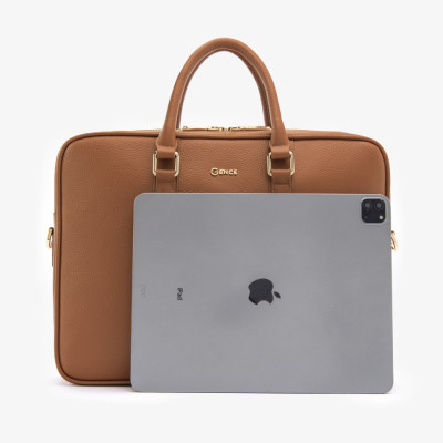 Túi Đựng Laptop Cặp Da Công Sở GENCE GCE28 Chất Liệu Da Bò Cao Cấp Màu Nâu