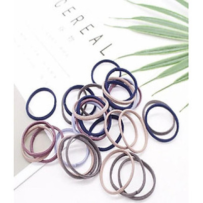 Hộp 100 Dây Cột Tóc Trơn Đơn Giản dây dẹt Nhiều Màu Cho Bé Hili HL700001