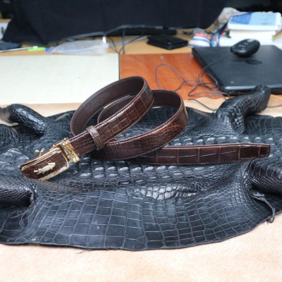 Thắt Lưng Nam Da Cá Sấu Thật KEM Leather [HÀNG CAO CẤP] Dây Nịt Da Cá Sấu Thật Dây Liền Nguyên Con Phần Da Bụng Trơn Màu Nâu Cao Cấp KEMTL02 Bảo Hành Chính Hãng 24 Tháng