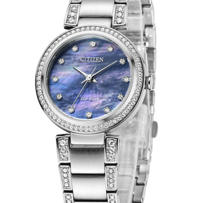 Đồng Hồ Nữ Citizen Đính Đá Swarovski Dây Thép Không Gỉ EM0840-59N - Mặt Xà Cừ