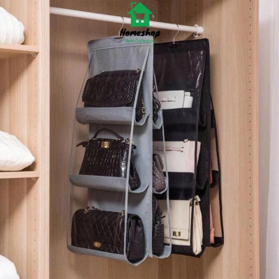 Túi Treo Túi Xách Đa Năng – 2 Mặt, 6 Ngăn, Trong Suốt, Bền Đẹp, Gọn Tủ