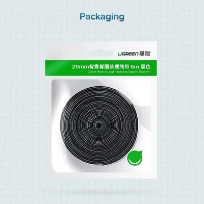 Ugreen UG40354LP124TK 2M Black Velcro Cable Organizer Black - HÀNG CHÍNH HÃNG