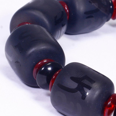 Vòng tay đá mã não đen khắc lục tự minh chú mệnh thủy, mộc - Ngọc Quý Gemstones