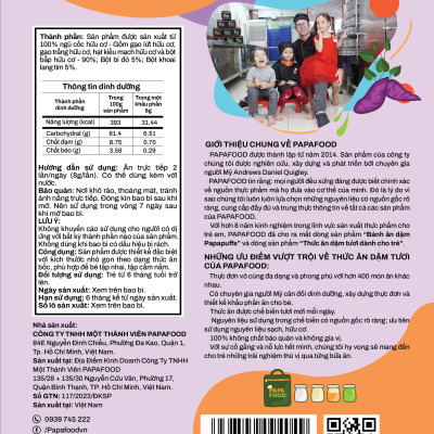 BÁNH ĂN DẶM PAPAFOOD PAPAPUFFS - FINGERS VỊ BÍ ĐỎ VÀ KHOAI LANG TÍM - 100% NGŨ CỐC HỮU CƠ 