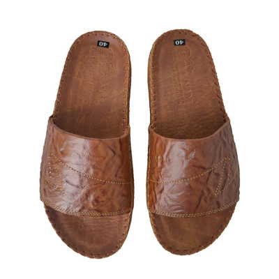 Dép Nam Quai Ngang Da Bò Thật TiTi ĐÔ Cao Cấp DNA2178d