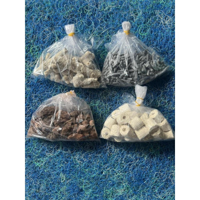 Combo 100g Combo 4 Loại Vật Liệu Lọc Hồ Cá: Than Hoạt Tính +Sứ Trắng
+- San Hô+ Nham Thạch =100G
