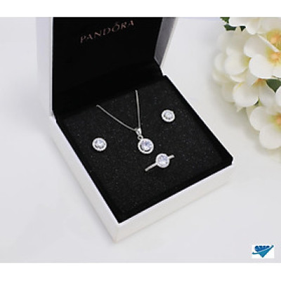 Bộ trang sức bạc mặt đá tròn chất liệu bằng bạc MS174