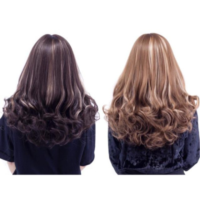 Tóc giả cao cấp xoăn lửng móc line bạch kim- tặng lưới chùm tóc