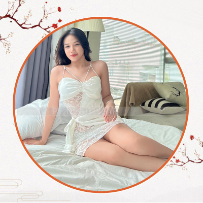 Váy ngủ lụa sexy phối ren một bên gợi cảm P31 - Đầm ngủ lụa 2 dây ren một bên quyến rũ - Đồ ngủ nữ sexy