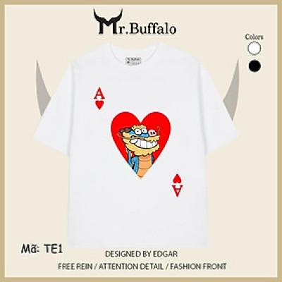Áo Thun tay lỡ trắng đen hình A cơ tết 2024 rồng TE1 Mr.Buffalo