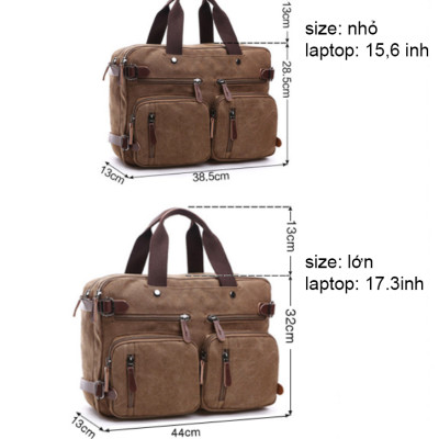 Túi xách nam công sở 2 trong 1 vải cavans cao cấp size 15,6inh và size 17.3inh phong cách mới