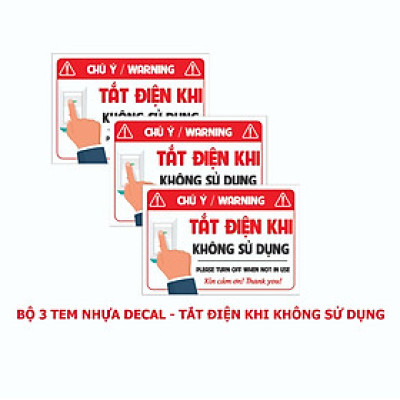Tem Nhắc Nhở Tắt Điện, Tem Nhựa Decal Dán Cảnh Báo Tắt Điện Khi Không Sử Dụng, An Toàn, Dán Lên Mọi Bề Mặt. Takyhome 5006
